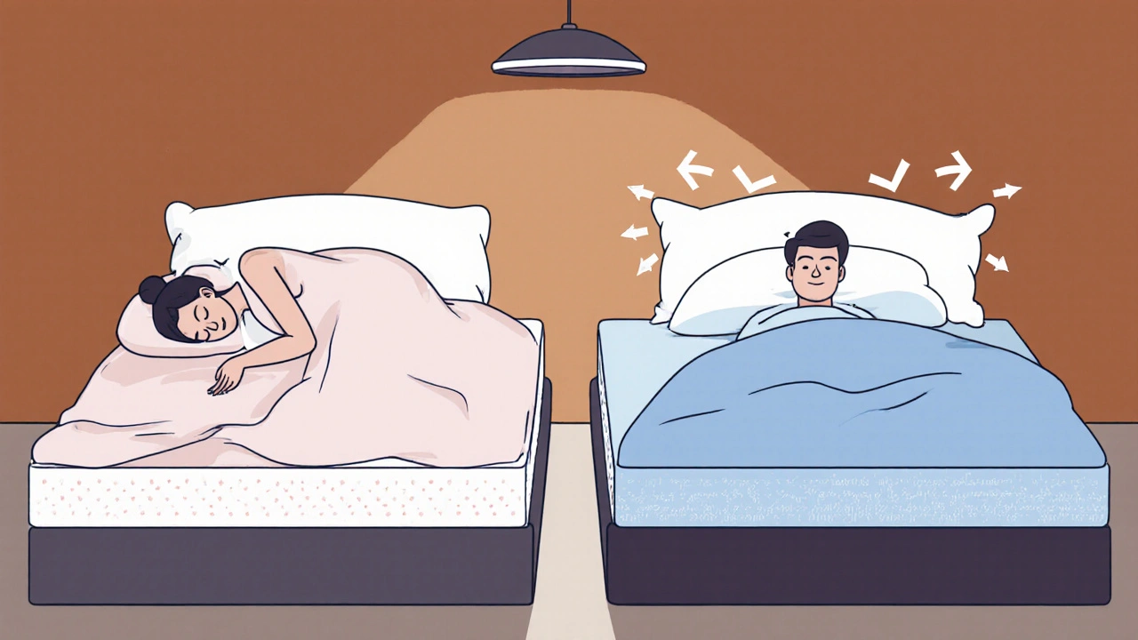 Side sleeper on plush low‑density mattress and back sleeper on firm high‑density mattress.
