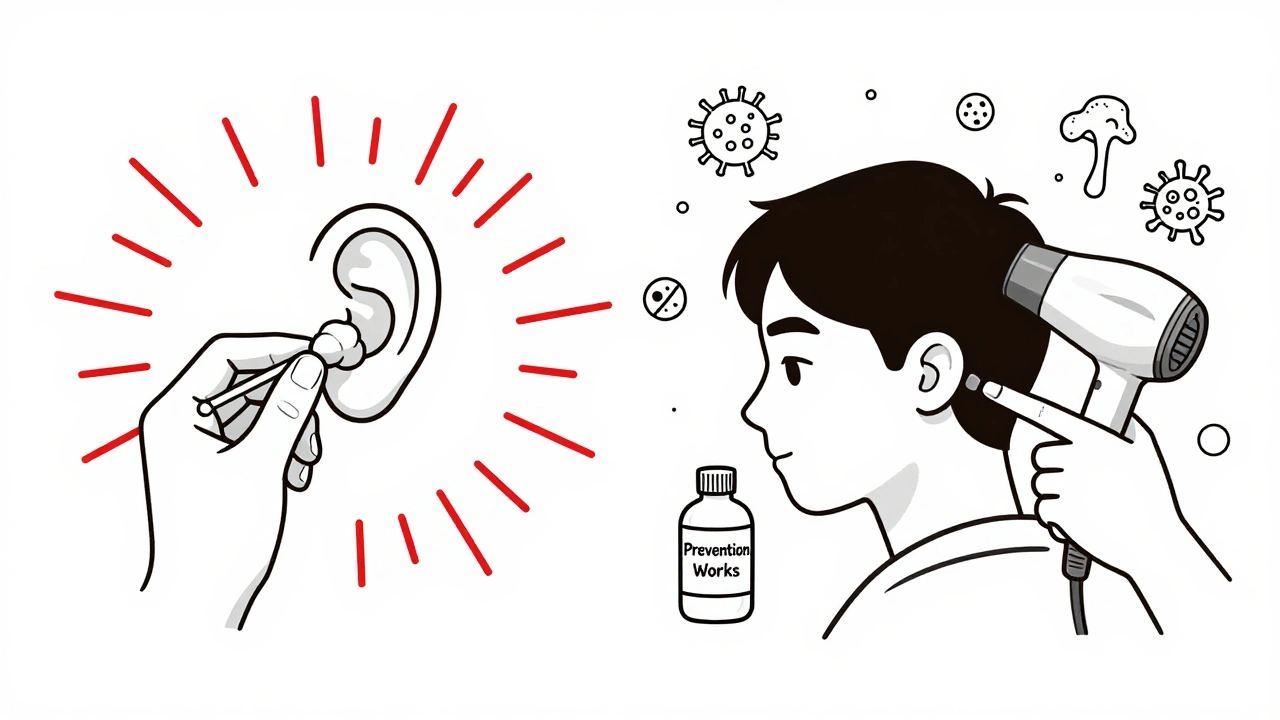 Comparison: cotton swab danger vs. safe drying and prevention methods