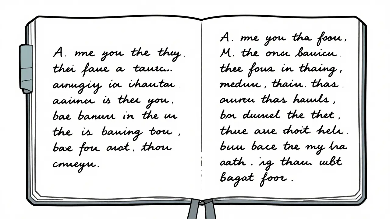 Comparison of normal handwriting versus small, cramped micrographia text