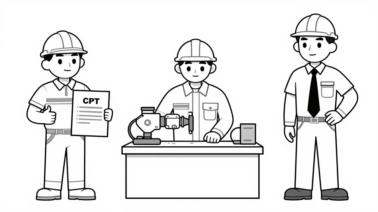 Line art showing the career path from an entry-level certified worker to a Six Sigma Black Belt expert.